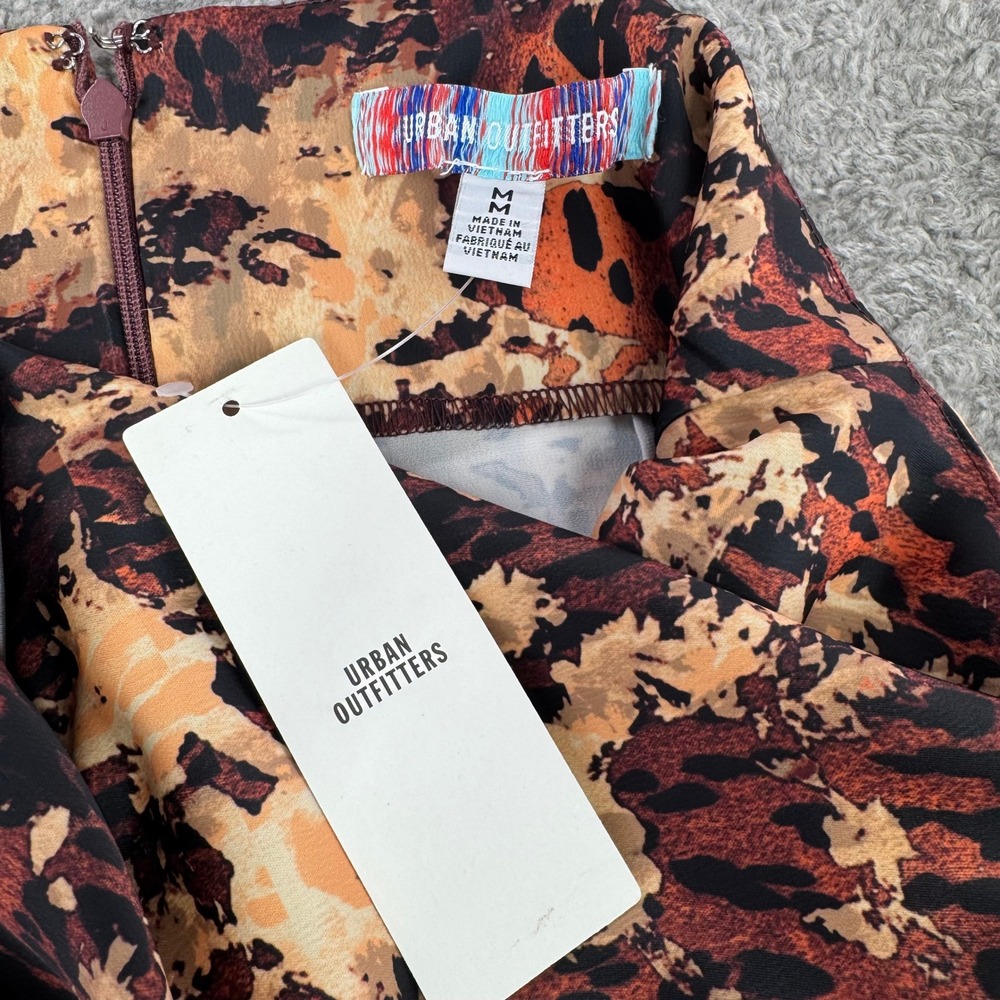 Urban Outfitters Bronze Mallory Animal Print Cowl Neck Satin Mini Dress Med NEW - Picture 5 of 12